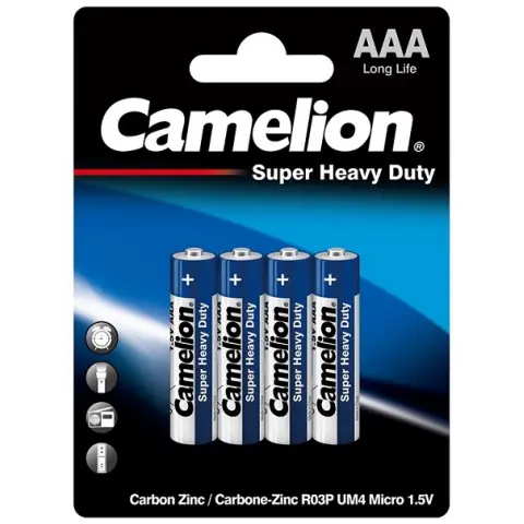 Батарейка CAMELION Super Heavy Duty AAA 1.5V 550mAh 4 шт (R03P BP4B) img.0-m