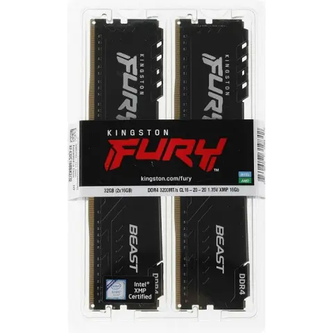 32GB DDR4 DIMM 3200MHz Kingston Fury Beast Kit 2x16GB (KF432C16BBK2/32) img.0-m