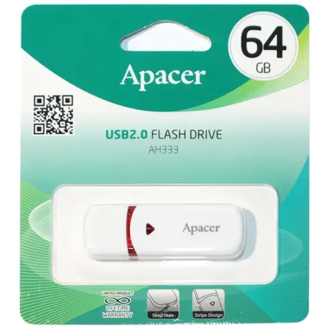 FlashDisk 64GB Apacer AH333 USB 2.0 (AP64GAH333W 1) img.0-m