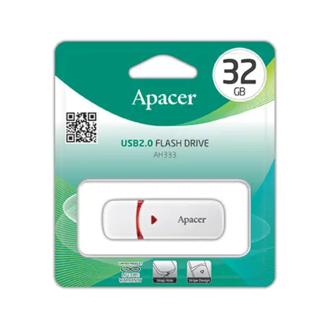 FlashDisk 32GB Apacer AH333 USB 2.0 Белый (AP32GAH333W 1) img.0-m